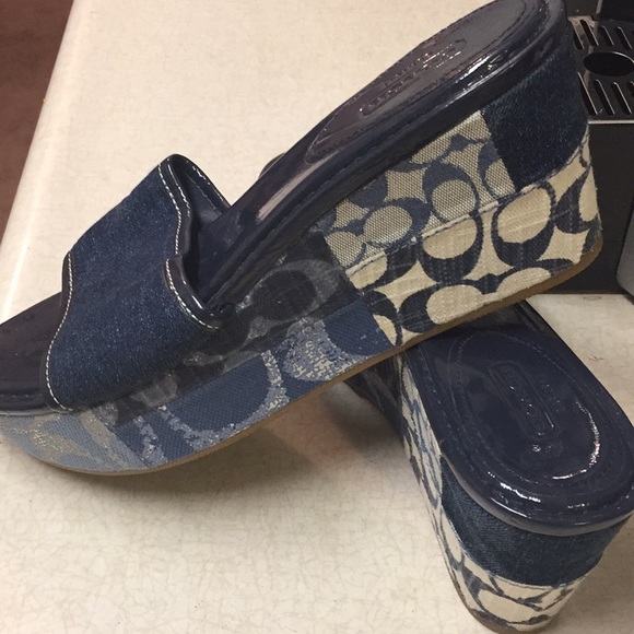 coach denim wedges